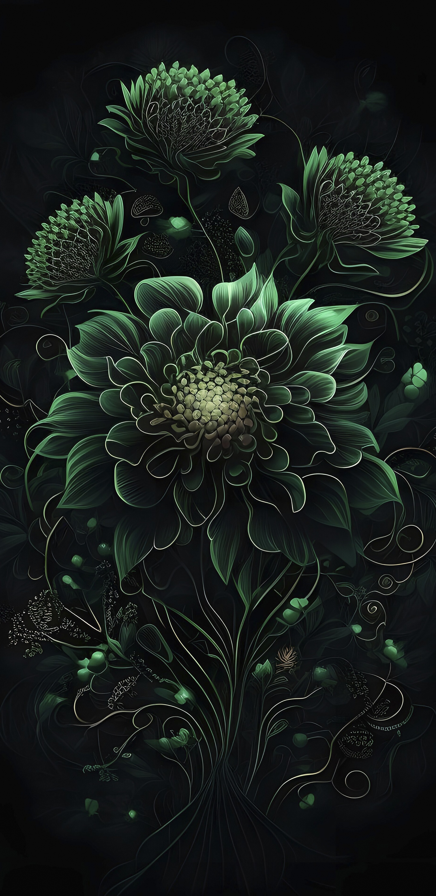 Flora, Fractal Art, Flower, Plant, Botany. Wallpaper in 1440x2960 Resolution
