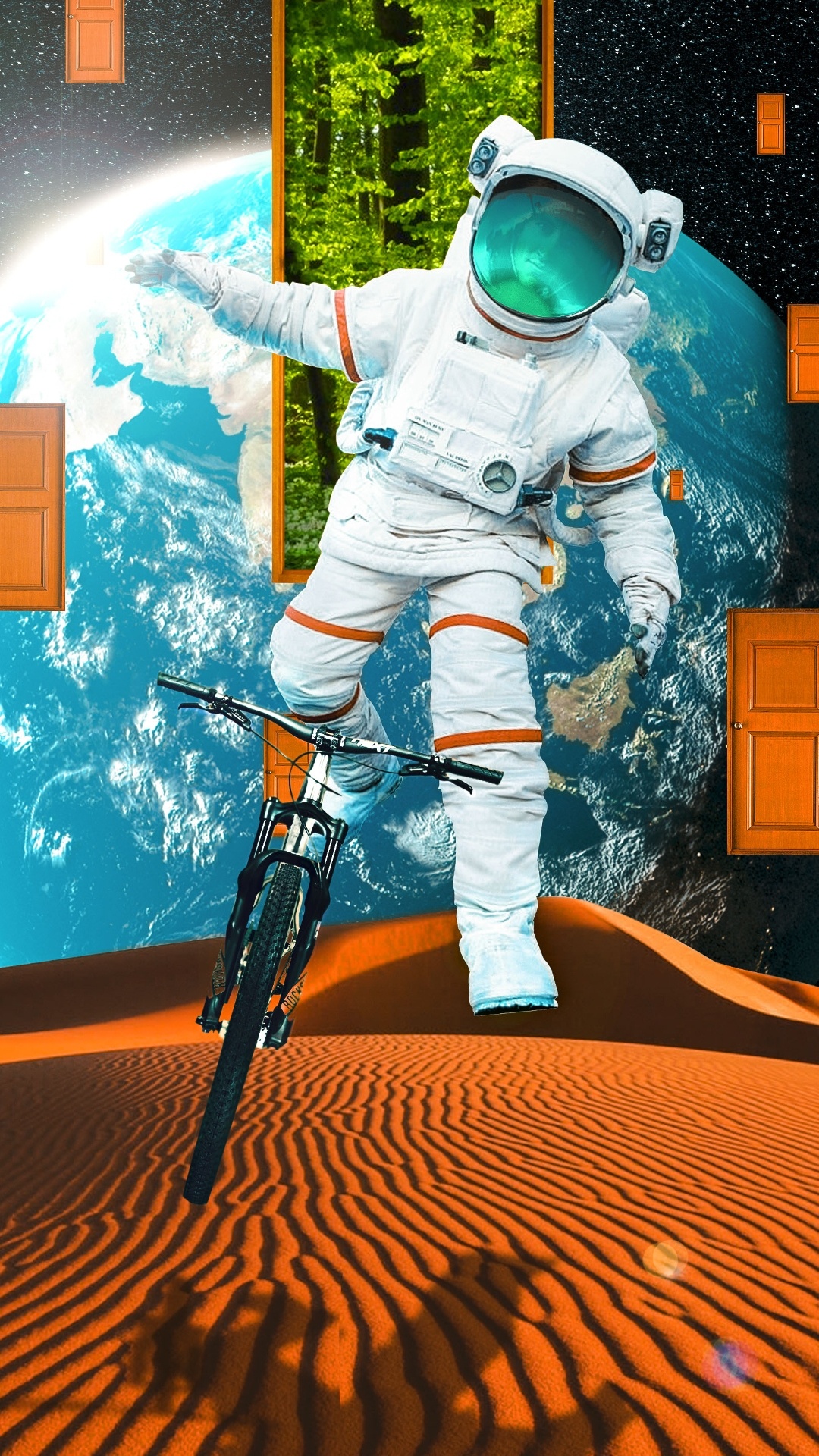 Astronaut, Space Suit, World, Light, Green. Wallpaper in 1080x1920 Resolution