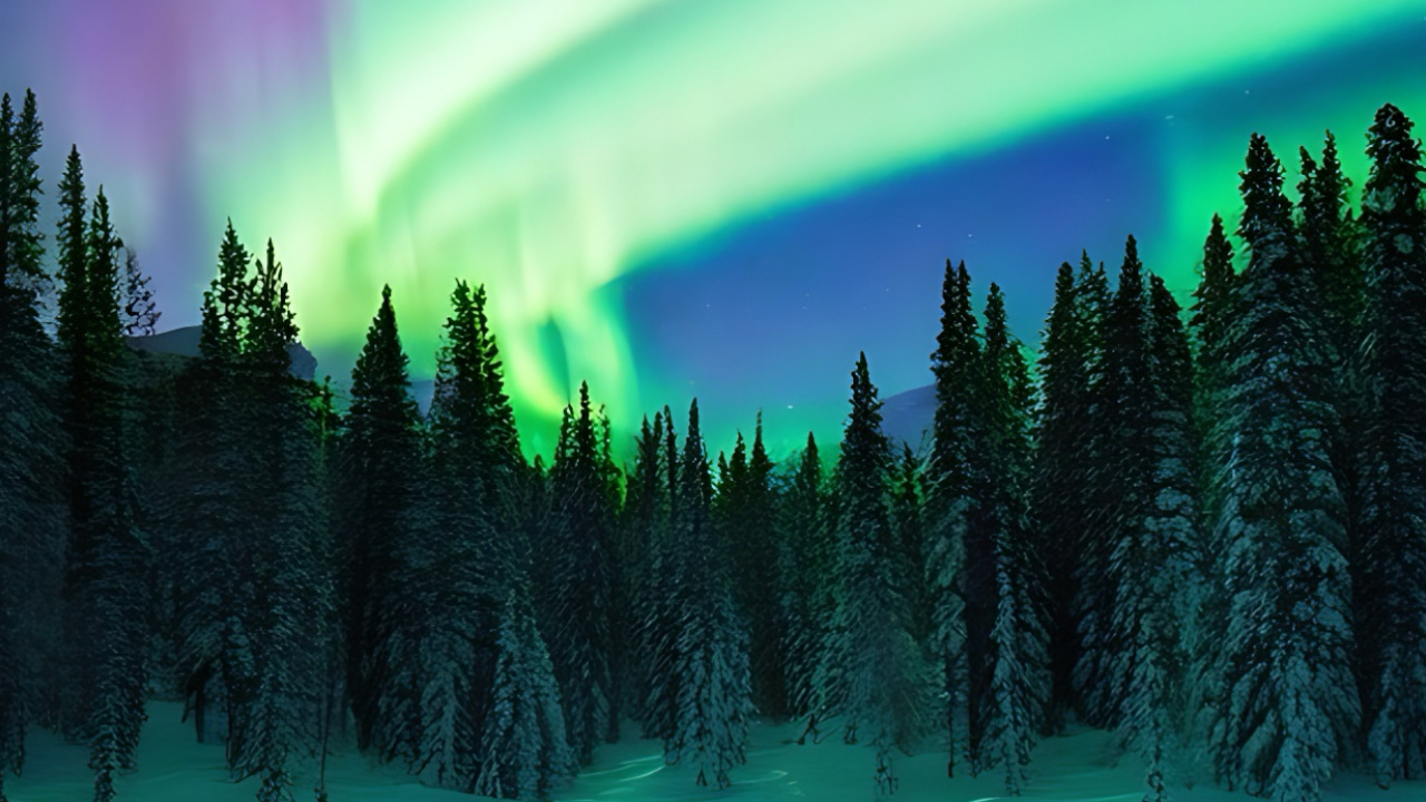 Larch, Mountain, Water, Atmosphere, Plant. Wallpaper in 1280x720 Resolution