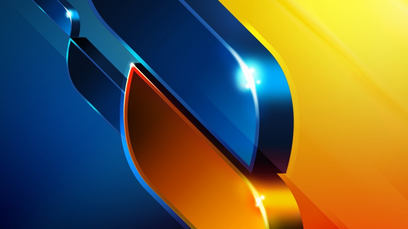 Illustration de la Lumière Orange et Bleue. Wallpaper in 1366x768 Resolution