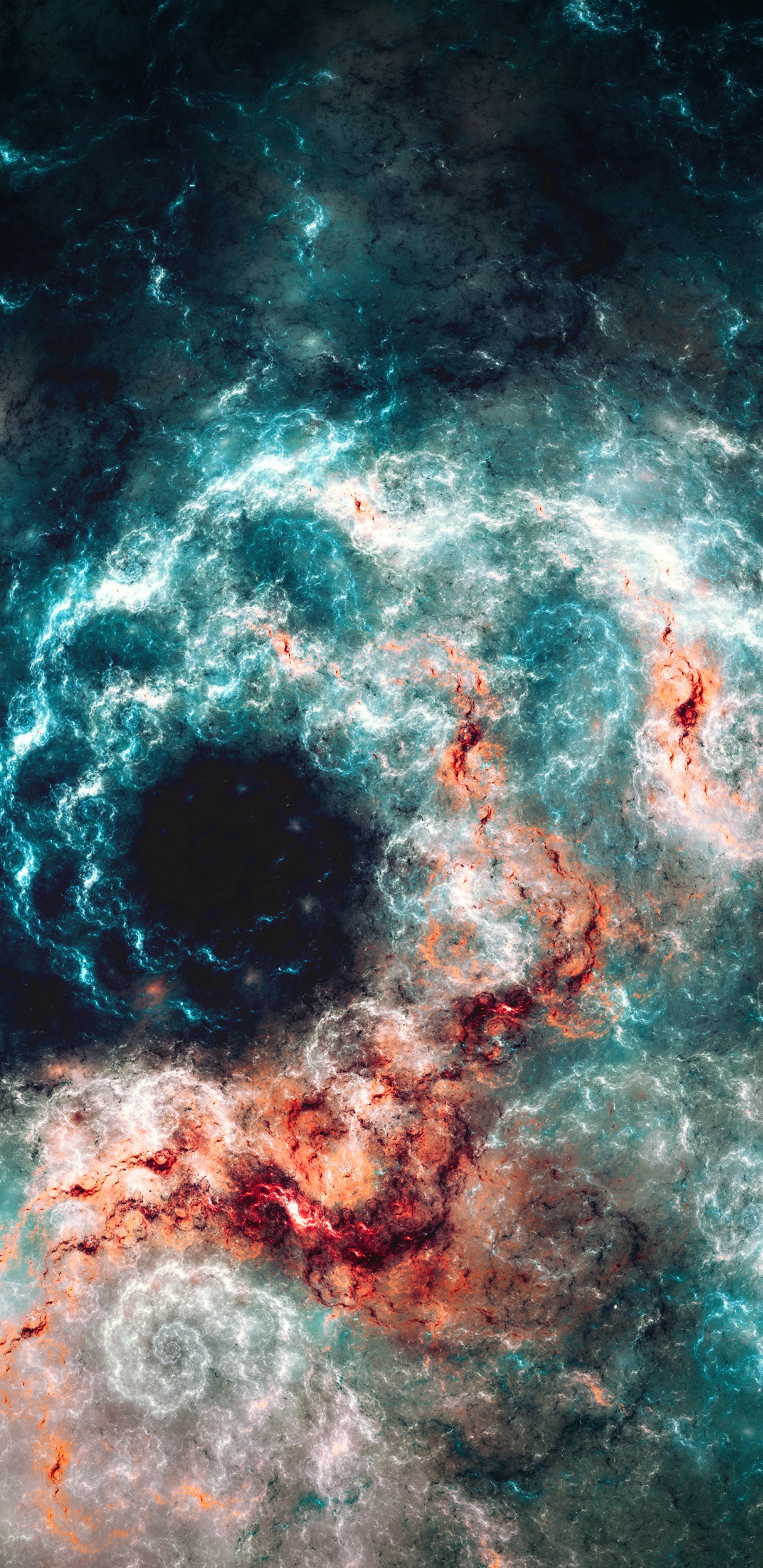 Blaue Und Rote Abstrakte Malerei. Wallpaper in 1440x2960 Resolution