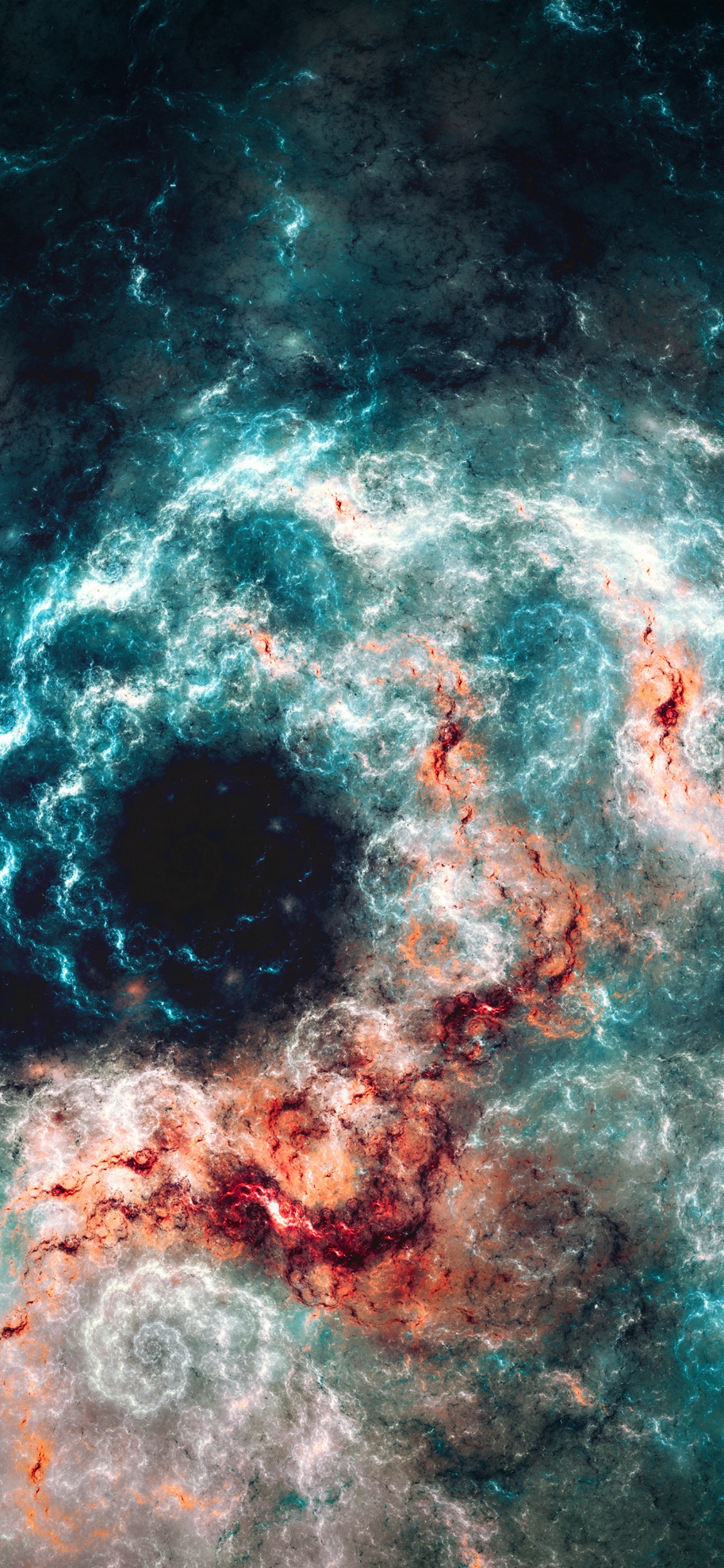 Blue and Red Abstract Painting. Wallpaper in 1125x2436 Resolution