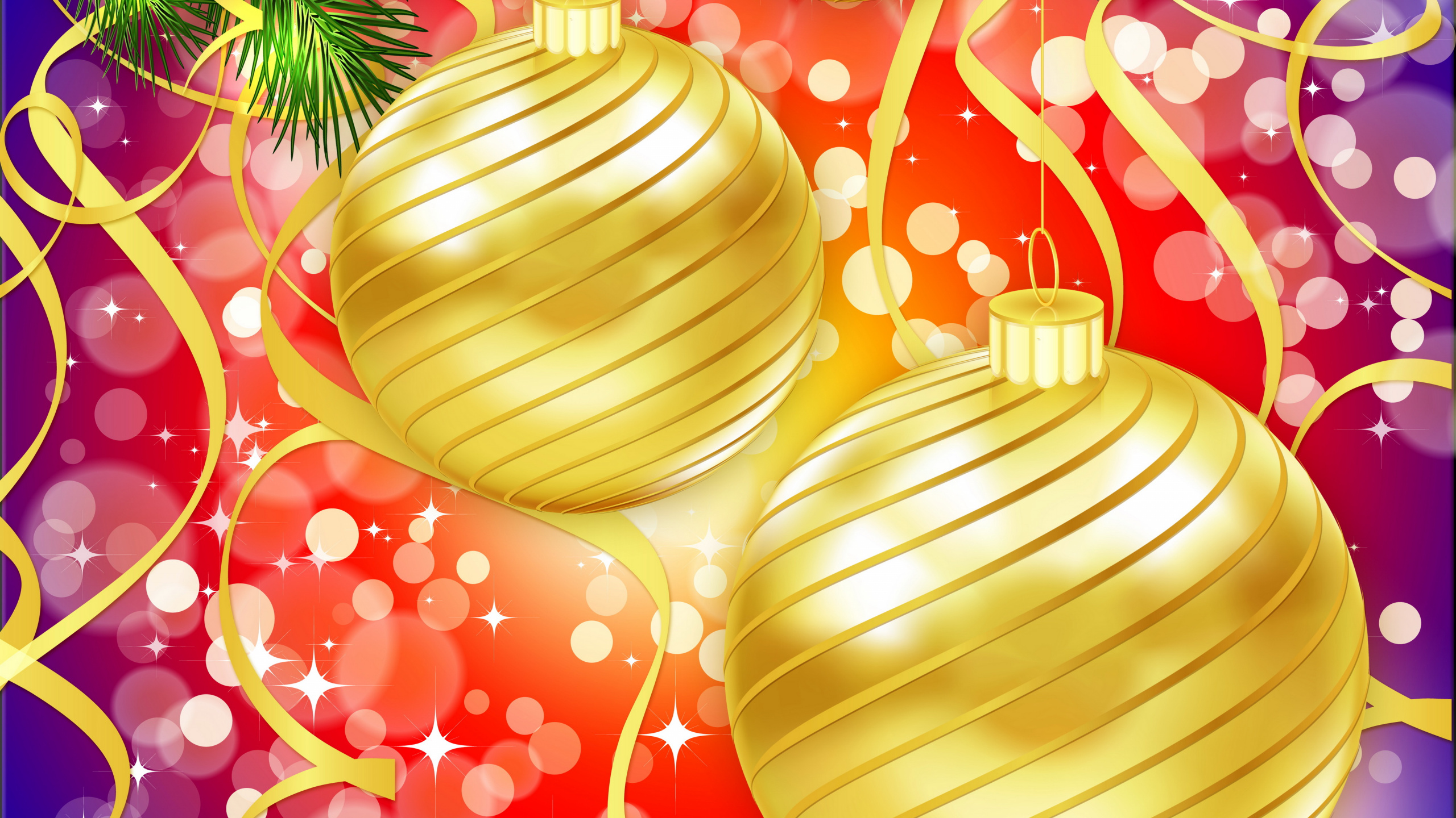 Christmas Day, New Year, Graphics, Illustration, Snow. Wallpaper in 2560x1440 Resolution