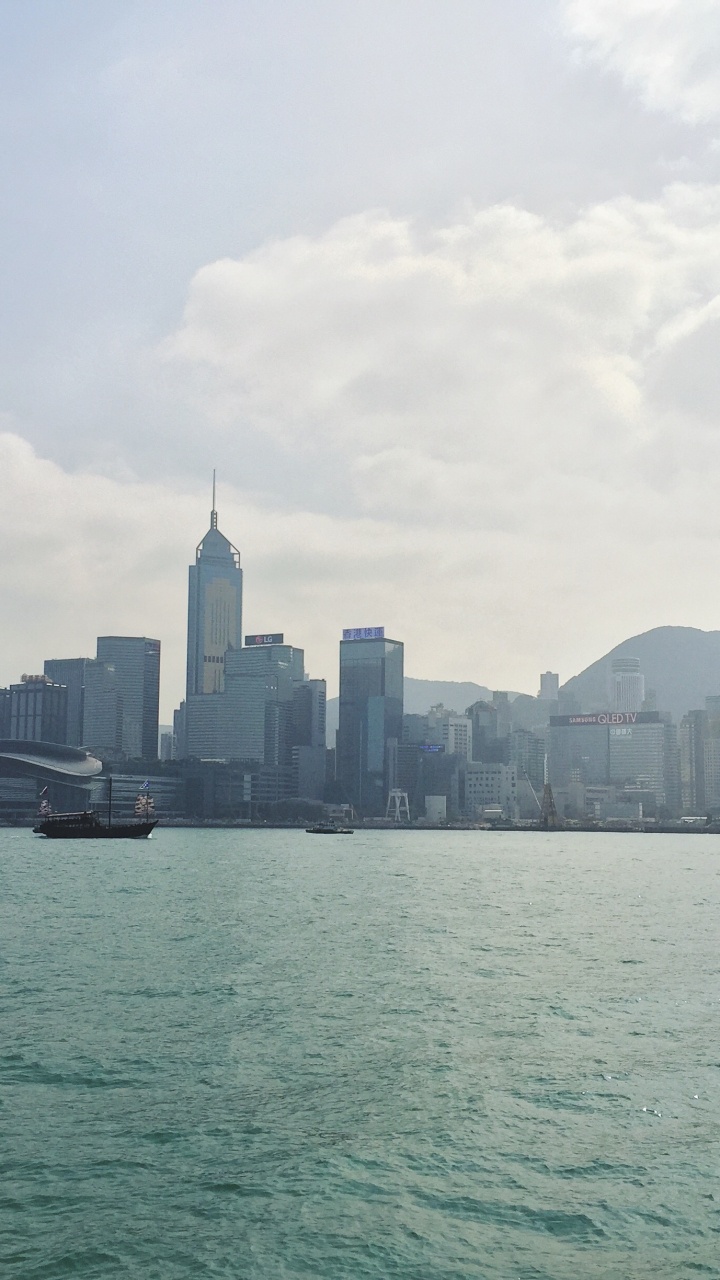 Hong Kong, Skyline, Water, Sea, Skyscraper. Wallpaper in 720x1280 Resolution