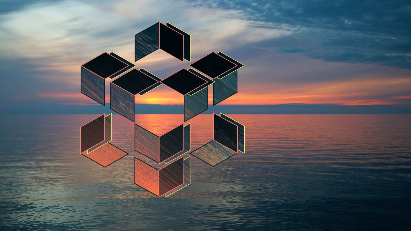 Gelbes Und Weißes Gebäude Auf Gewässer Während Des Sonnenuntergangs. Wallpaper in 1366x768 Resolution