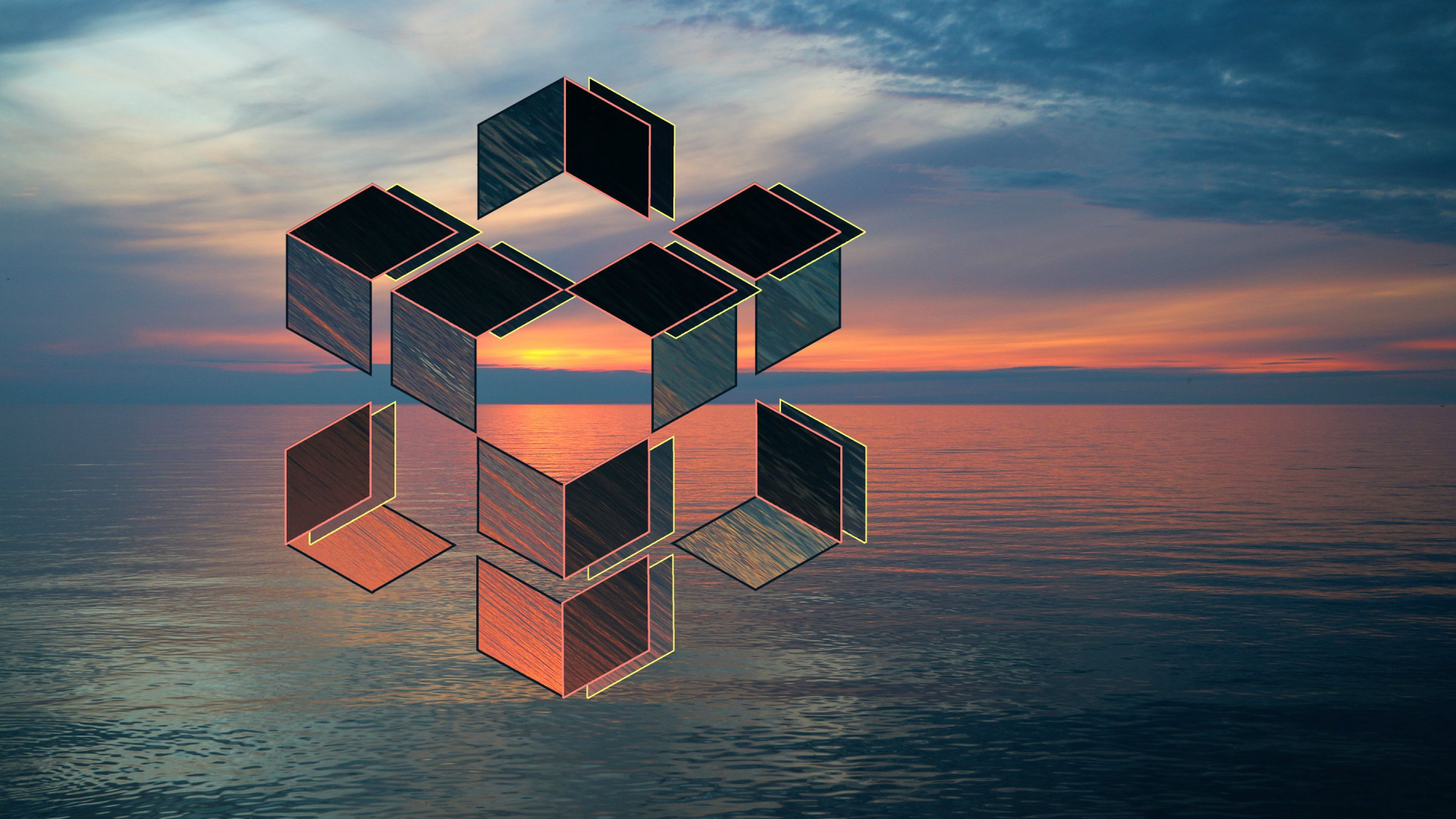 Edificio Amarillo y Blanco en el Cuerpo de Agua Durante la Puesta de Sol. Wallpaper in 1920x1080 Resolution