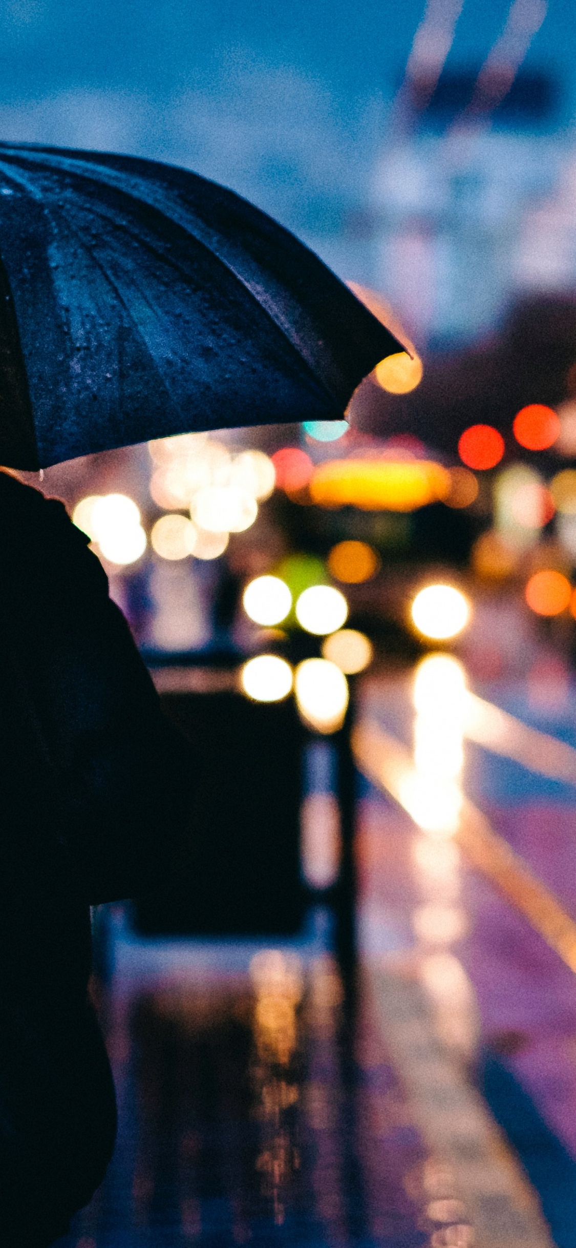 Rain, Light, Umbrella, Automotive Lighting, Infrastructure. Wallpaper in 1125x2436 Resolution