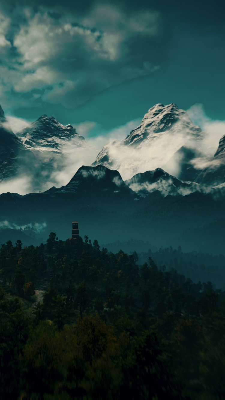 Green Trees and Mountains Under White Clouds and Blue Sky During Daytime. Wallpaper in 750x1334 Resolution