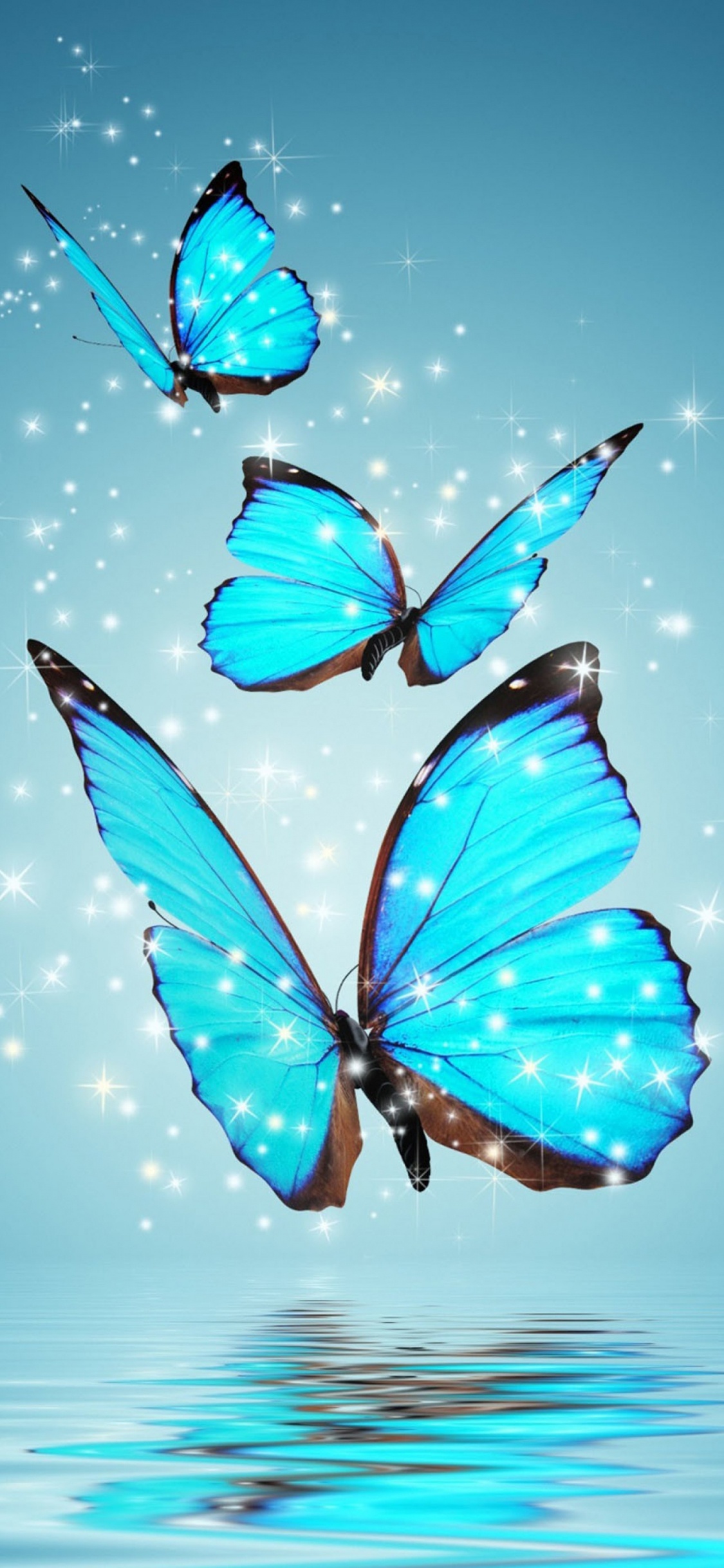 Ilustración de Mariposa Azul y Negra. Wallpaper in 1125x2436 Resolution