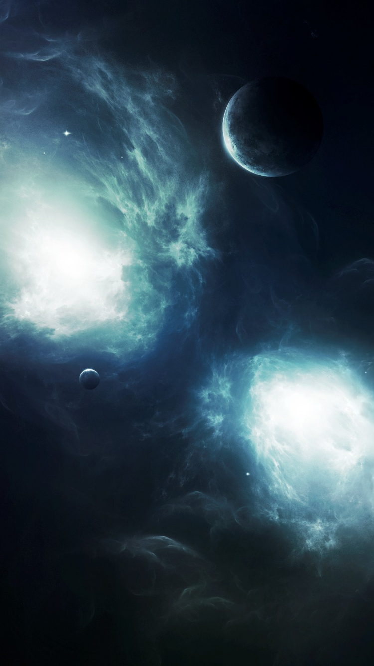 White Clouds and Moon During Night Time. Wallpaper in 750x1334 Resolution