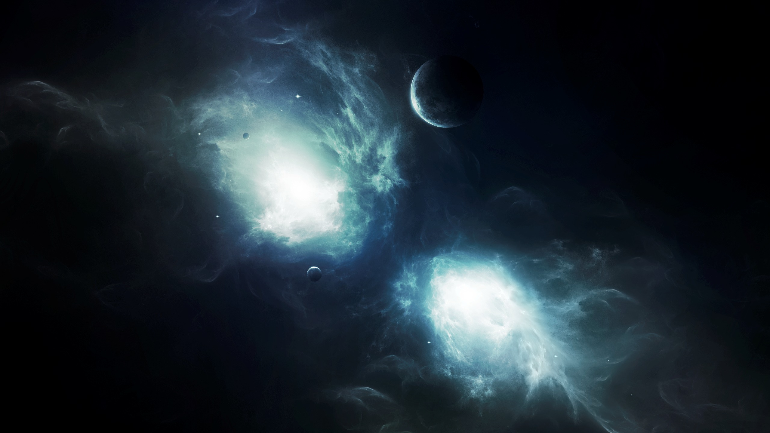 Nubes Blancas y Luna Durante la Noche. Wallpaper in 2560x1440 Resolution