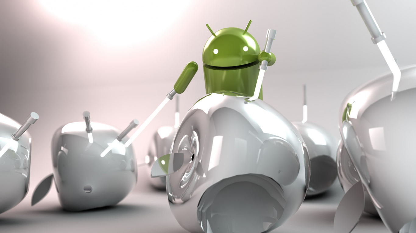 Jouet Robot Blanc et Vert. Wallpaper in 1366x768 Resolution