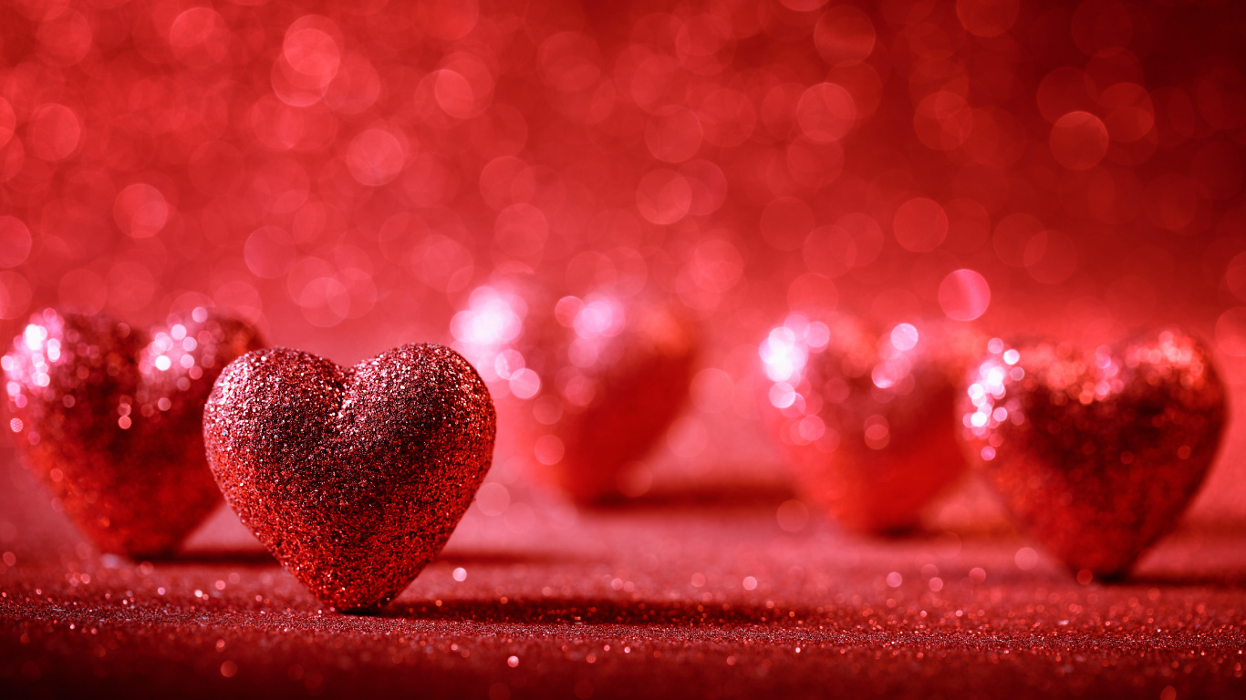 le Jour de Valentines, Cœur, Red, Amour, Bonheur. Wallpaper in 1366x768 Resolution
