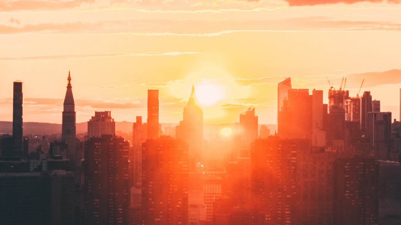 Parque Transmisor Wnyc, Silueta, Agua, Edificio, Ambiente. Wallpaper in 1280x720 Resolution