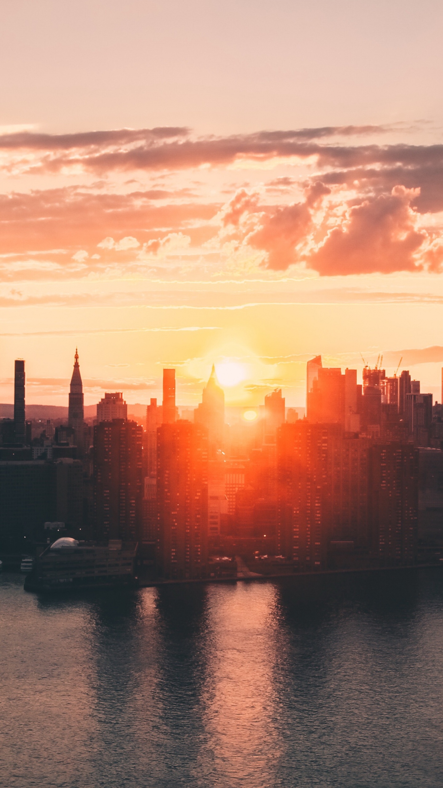 Wnyc Transmitter Park, Silhouette, Water, Cloud, Building. Wallpaper in 1440x2560 Resolution