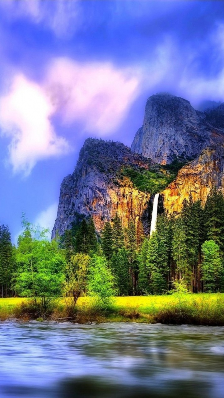 Green Trees Near River Under Blue Sky During Daytime. Wallpaper in 720x1280 Resolution