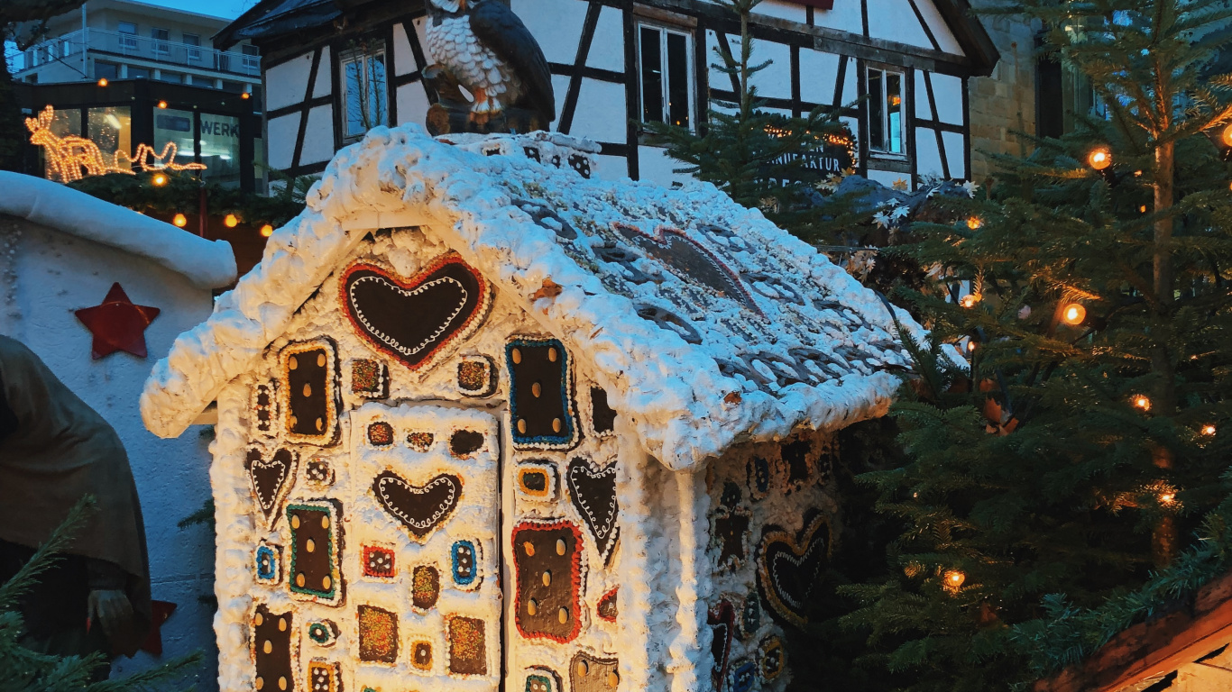 Winter, Haus, Weihnachtsdekoration, Startseite, Familie Kiefer. Wallpaper in 1366x768 Resolution