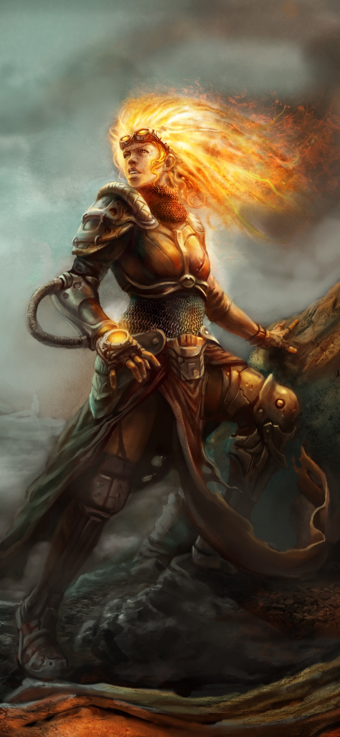 Frau im Schwarzen Kleid Mit Waffe. Wallpaper in 1125x2436 Resolution