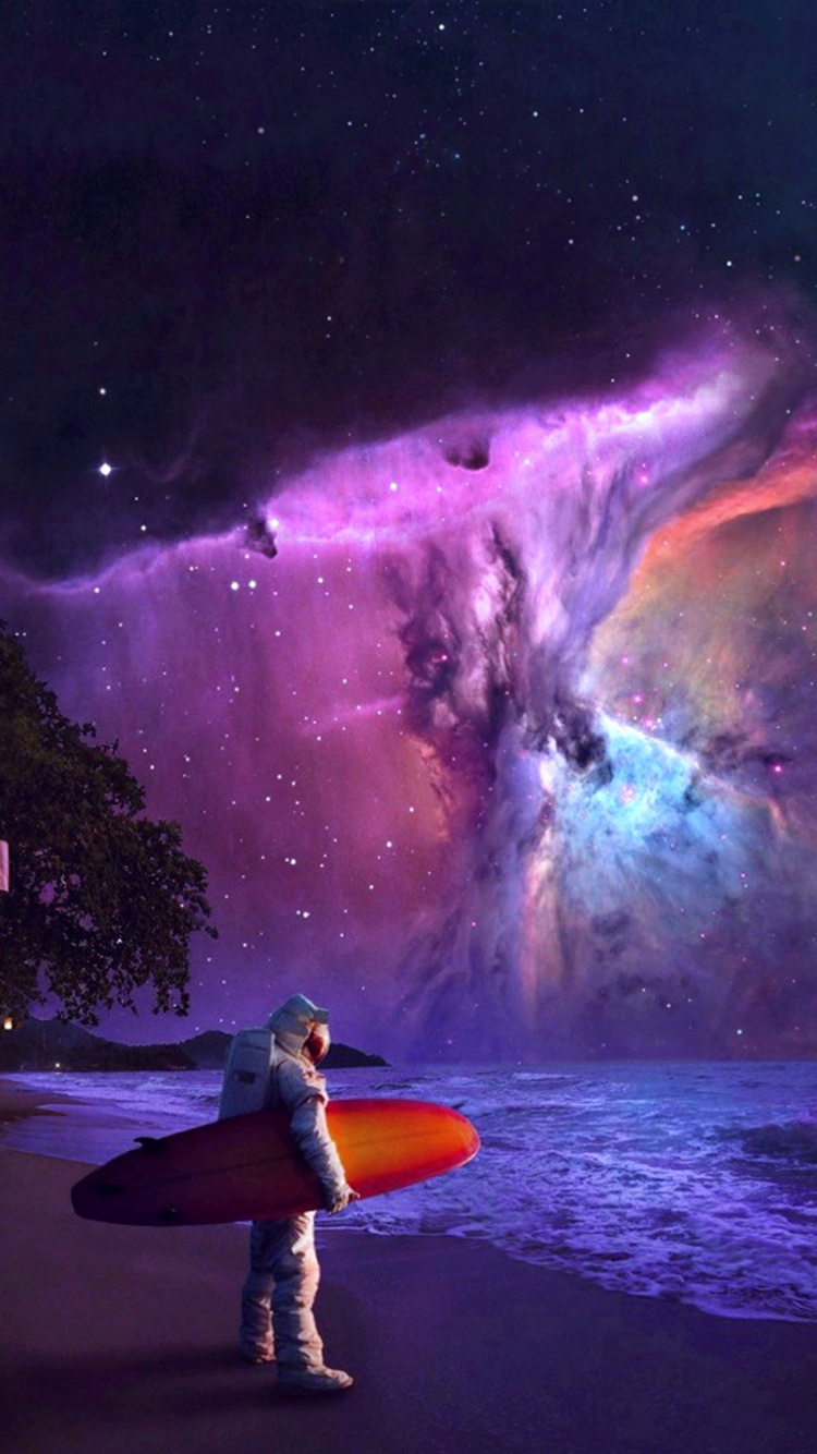 Blaue Und Rote Meereswellen. Wallpaper in 750x1334 Resolution