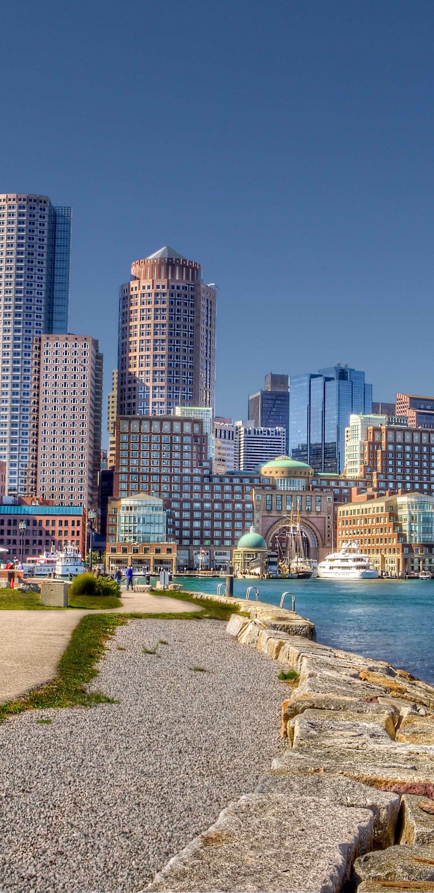 波士顿, 城市, 天际线, 城市景观, 大都会 壁纸 1440x2960 允许