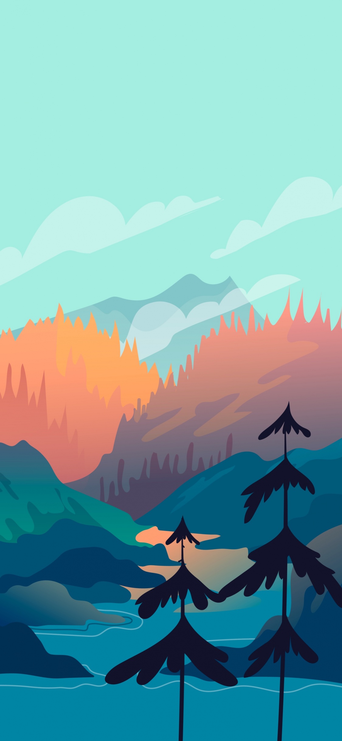 生态区, Azure, 自然景观, 自然环境 壁纸 1125x2436 允许