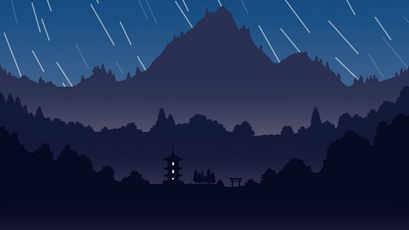 Silhouette de Montagne Sous Ciel Bleu Pendant la Journée. Wallpaper in 1366x768 Resolution