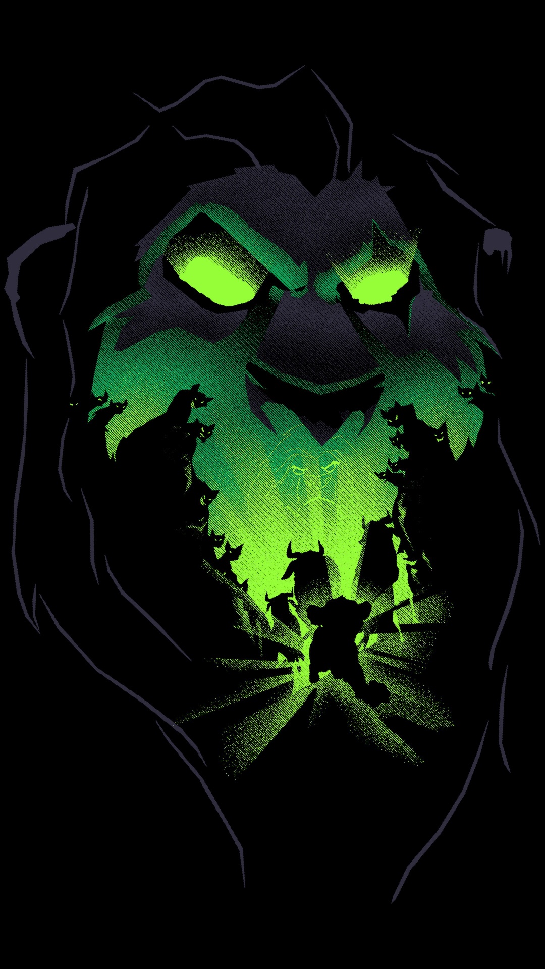 Scar, Lion, Hyenas, Graphic Design, The Walt Disney Company. Wallpaper in 1080x1920 Resolution