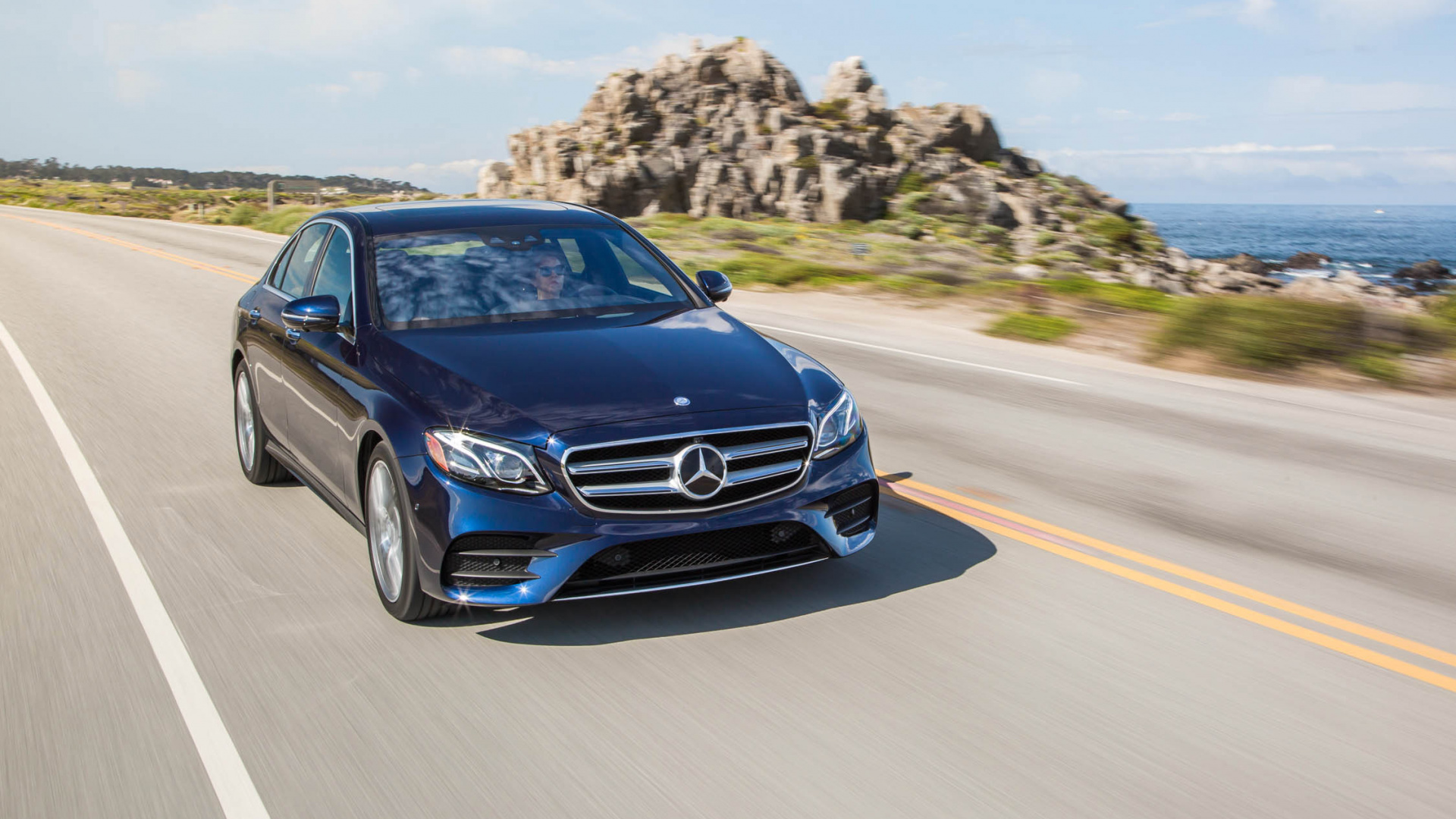 Blue Mercedes Benz Car on Road During Daytime. Wallpaper in 1920x1080 Resolution