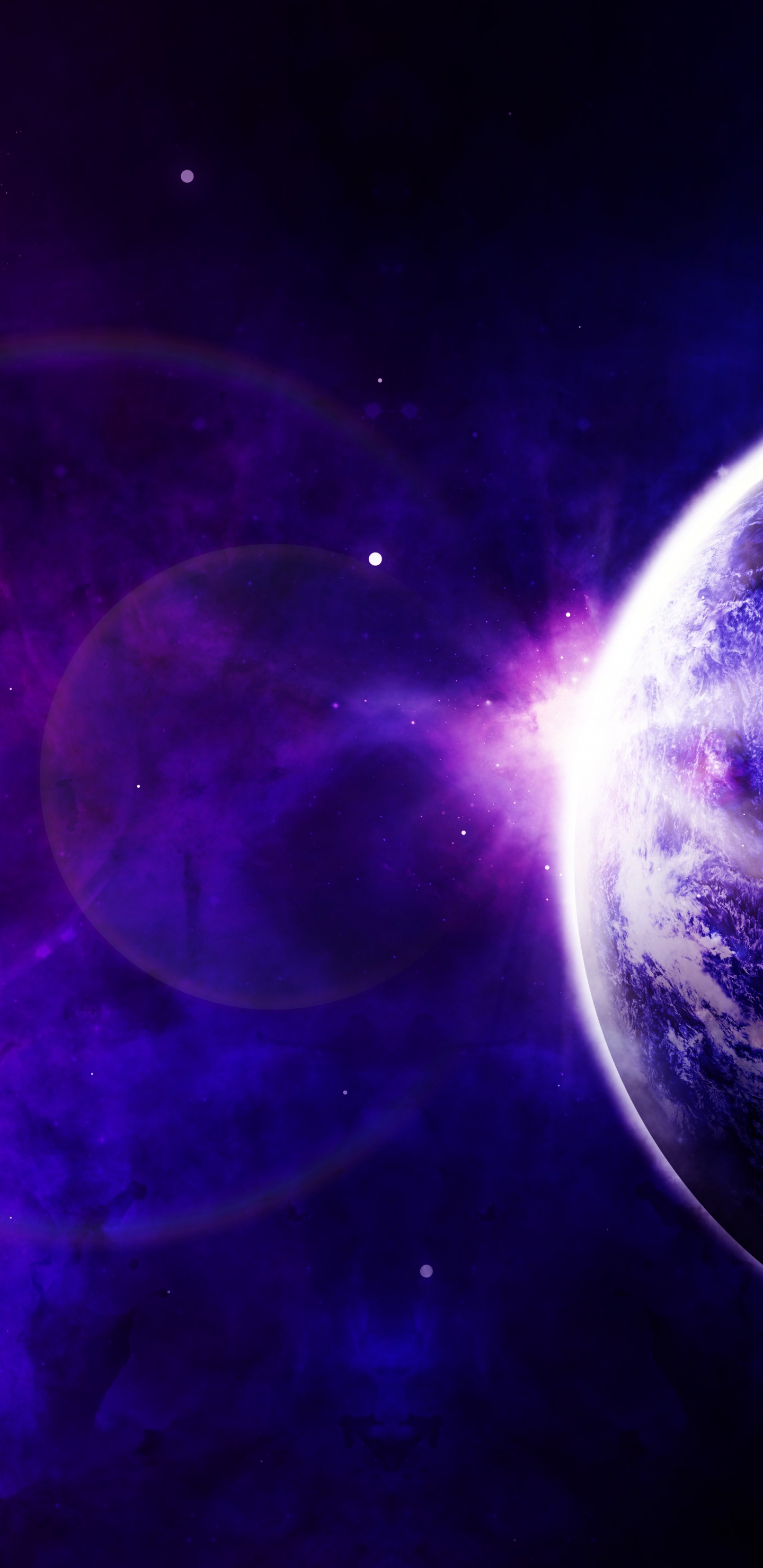 Illustration de la Planète Violette et Noire. Wallpaper in 1440x2960 Resolution