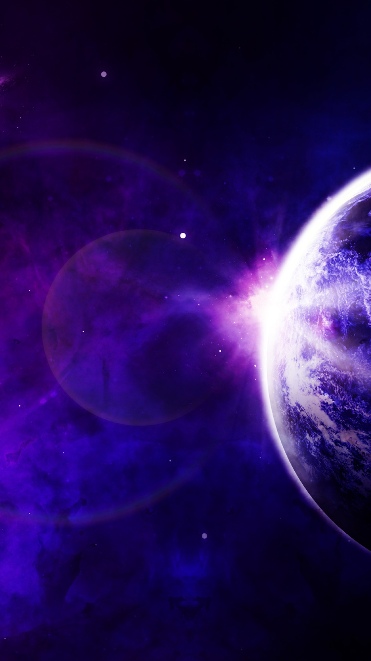 Illustration de la Planète Violette et Noire. Wallpaper in 750x1334 Resolution