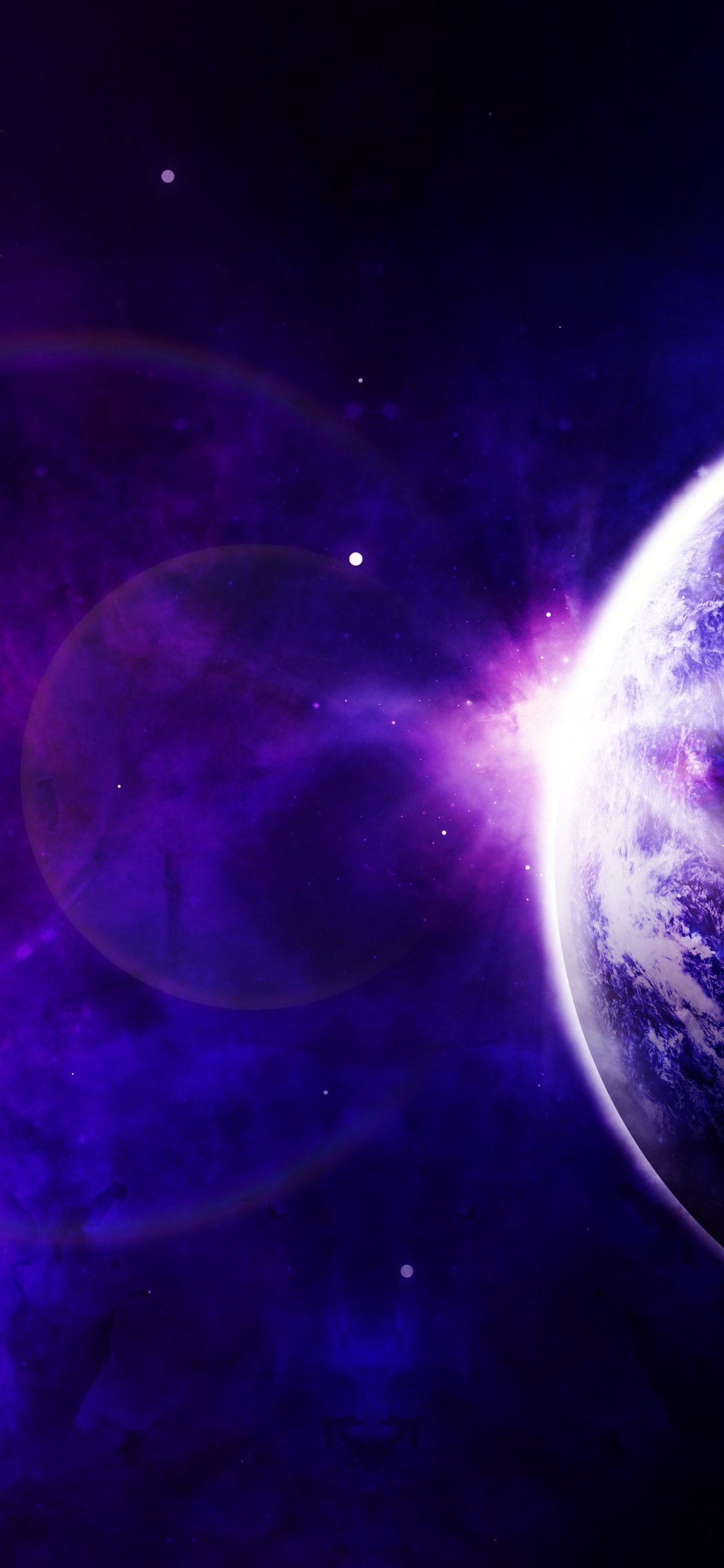 Lila Und Schwarzer Planet Illustration. Wallpaper in 1125x2436 Resolution