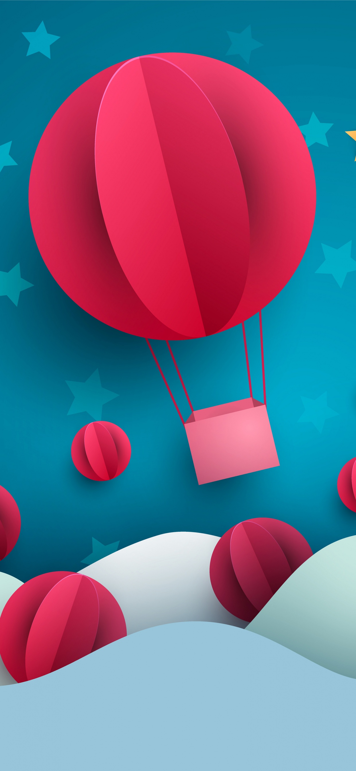 Balloon, Illustration, White, Light, Azure. Wallpaper in 1242x2688 Resolution