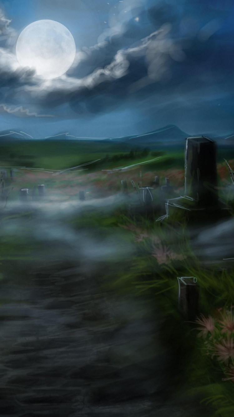 Grüne Wiese Unter Blauem Himmel. Wallpaper in 750x1334 Resolution