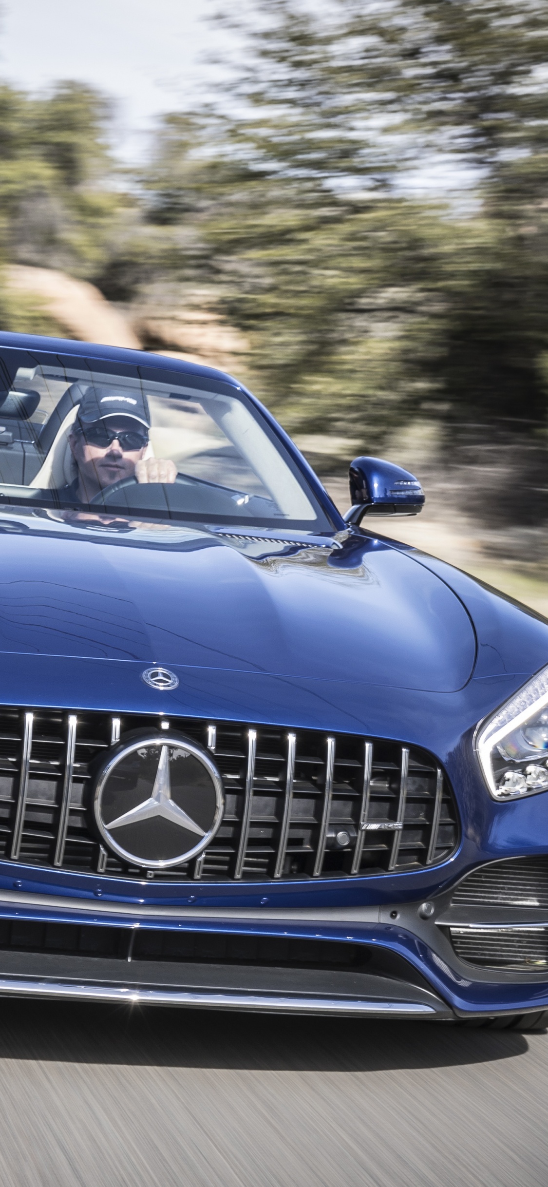 Blue Mercedes Benz Convertible Coupe on Road During Daytime. Wallpaper in 1125x2436 Resolution