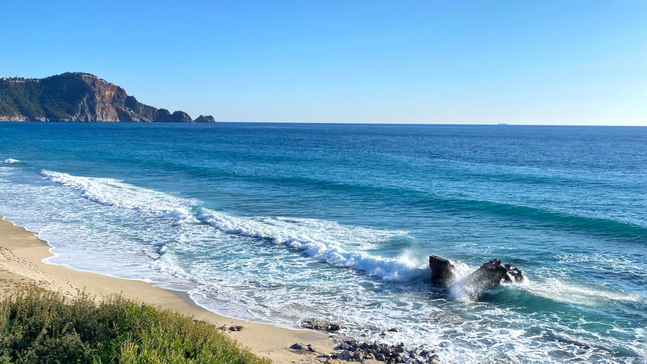 Playa de Cleopatra, el Viento de la Onda, Cove, Agua, Los Recursos de Agua. Wallpaper in 1280x720 Resolution