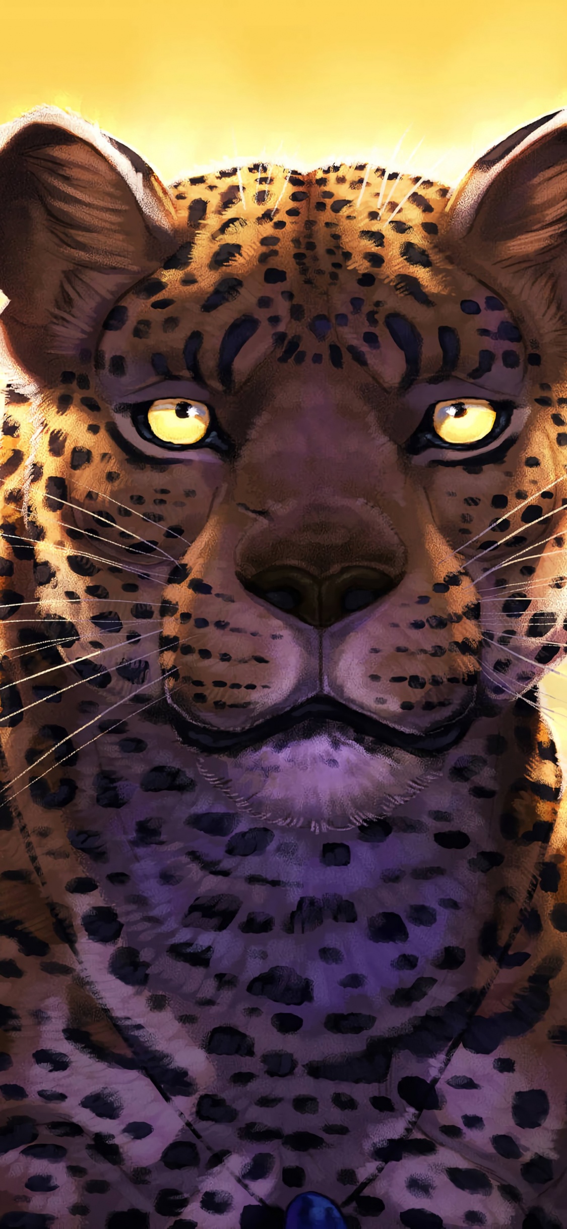 Brown and Black Leopard Illustration. Wallpaper in 1125x2436 Resolution