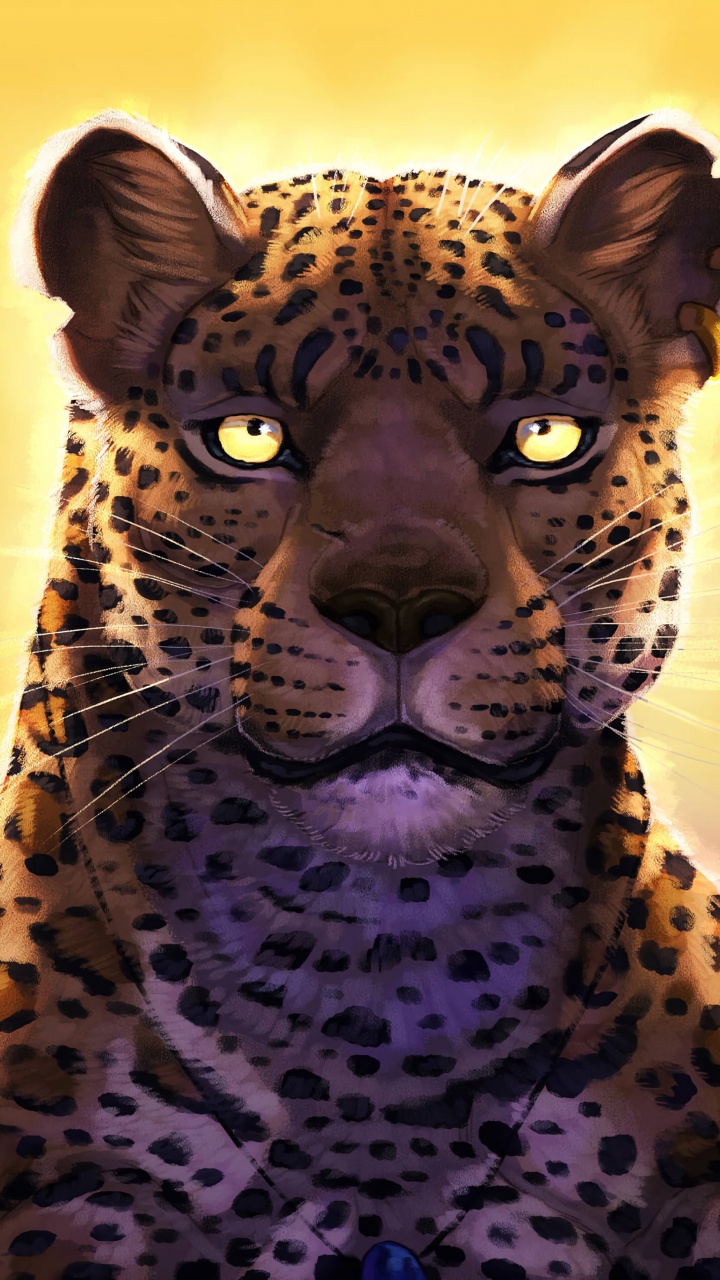 Brown and Black Leopard Illustration. Wallpaper in 720x1280 Resolution