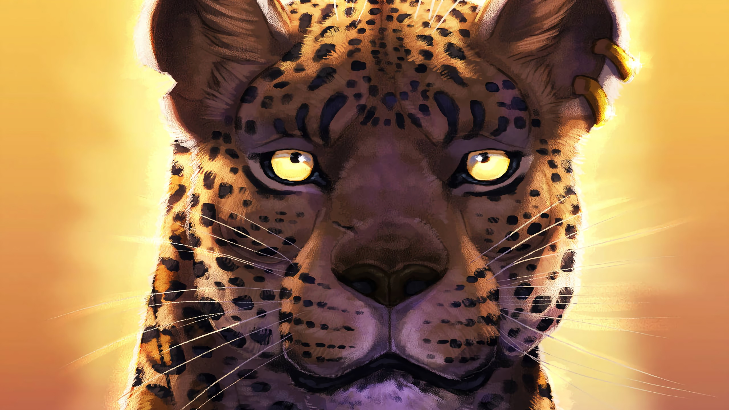 Braune Und Schwarze Leopardenillustration. Wallpaper in 2560x1440 Resolution