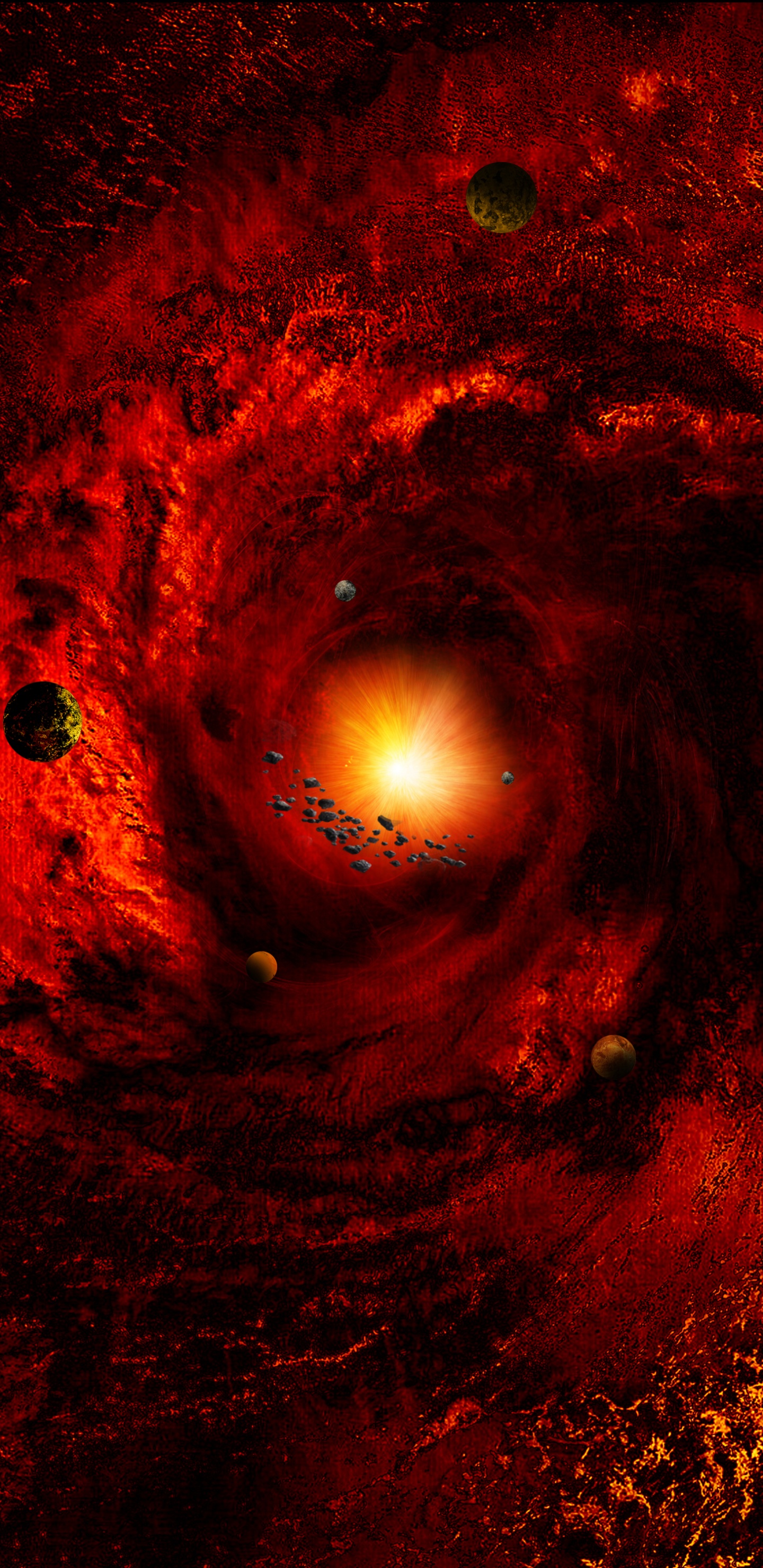 Red and Black Abstract Painting. Wallpaper in 1440x2960 Resolution