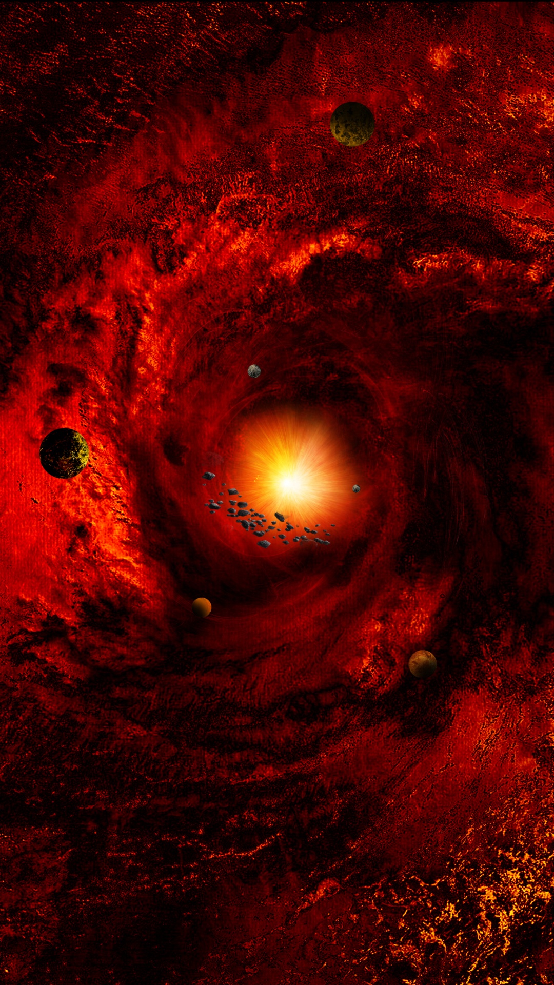 Rote Und Schwarze Abstrakte Malerei. Wallpaper in 1080x1920 Resolution