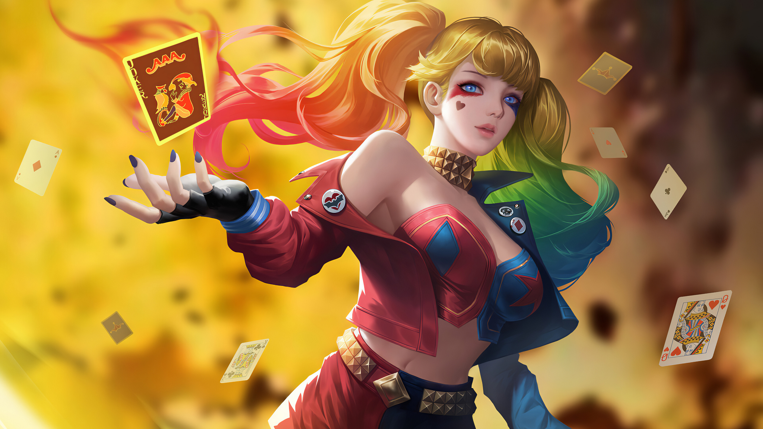 Femme en Robe Bleue et Rouge Personnage Anime. Wallpaper in 2560x1440 Resolution