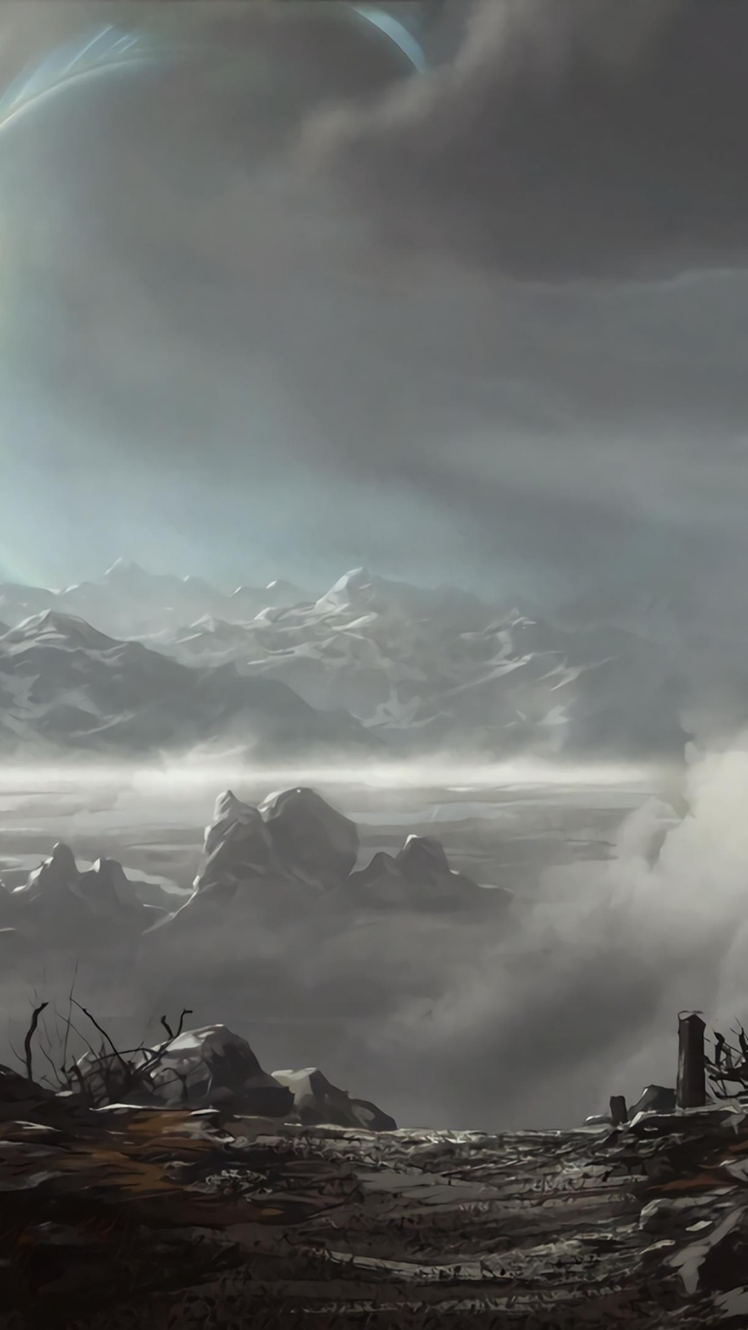 White Clouds Over The Mountains. Wallpaper in 1080x1920 Resolution