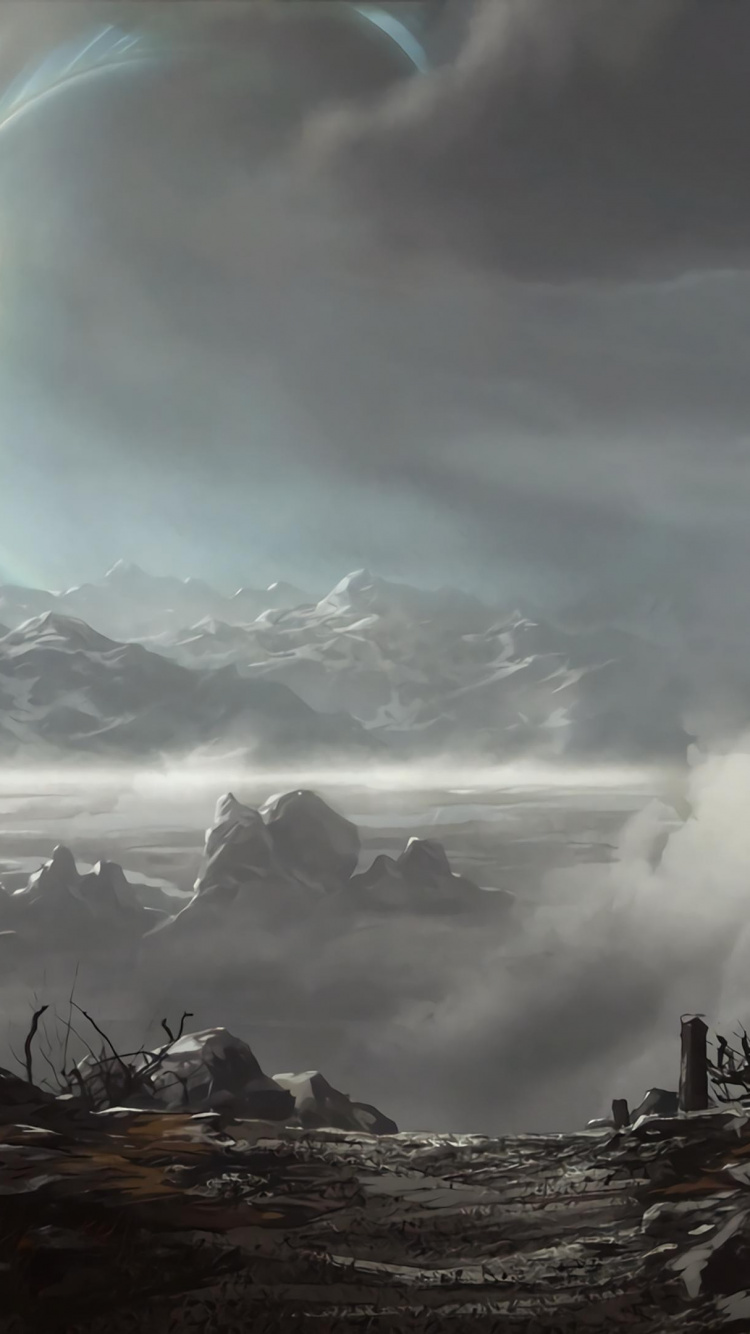 White Clouds Over The Mountains. Wallpaper in 750x1334 Resolution