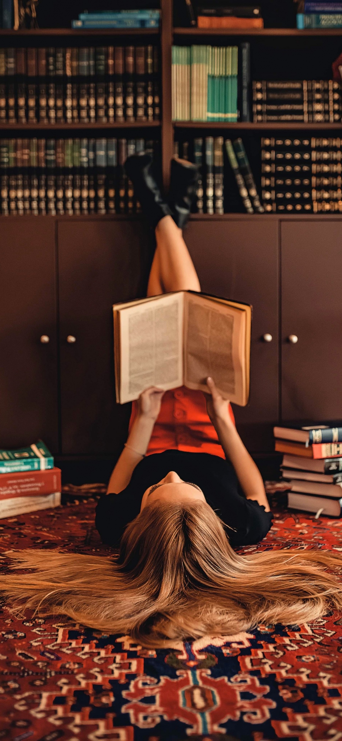 Interesting Book, Book, Reading, Leg, Wood. Wallpaper in 1125x2436 Resolution