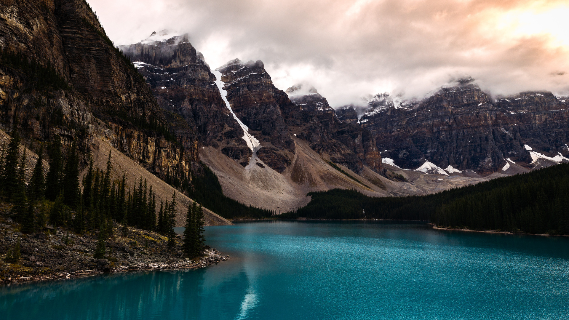 Moraine Lake, See, Gewässer, Naturlandschaft, Natur. Wallpaper in 1920x1080 Resolution