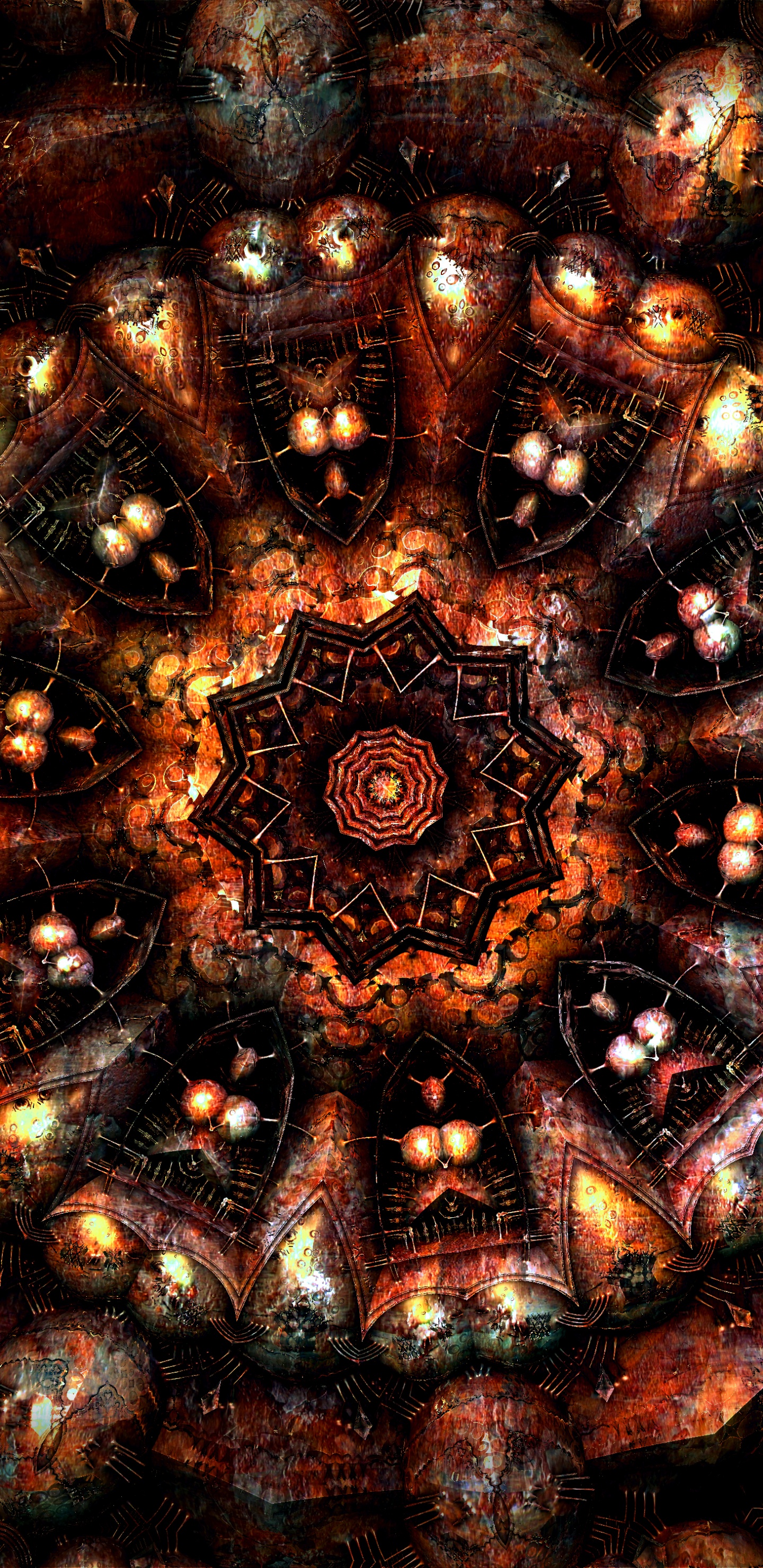 Schwarzes Und Braunes Blumendekor. Wallpaper in 1440x2960 Resolution