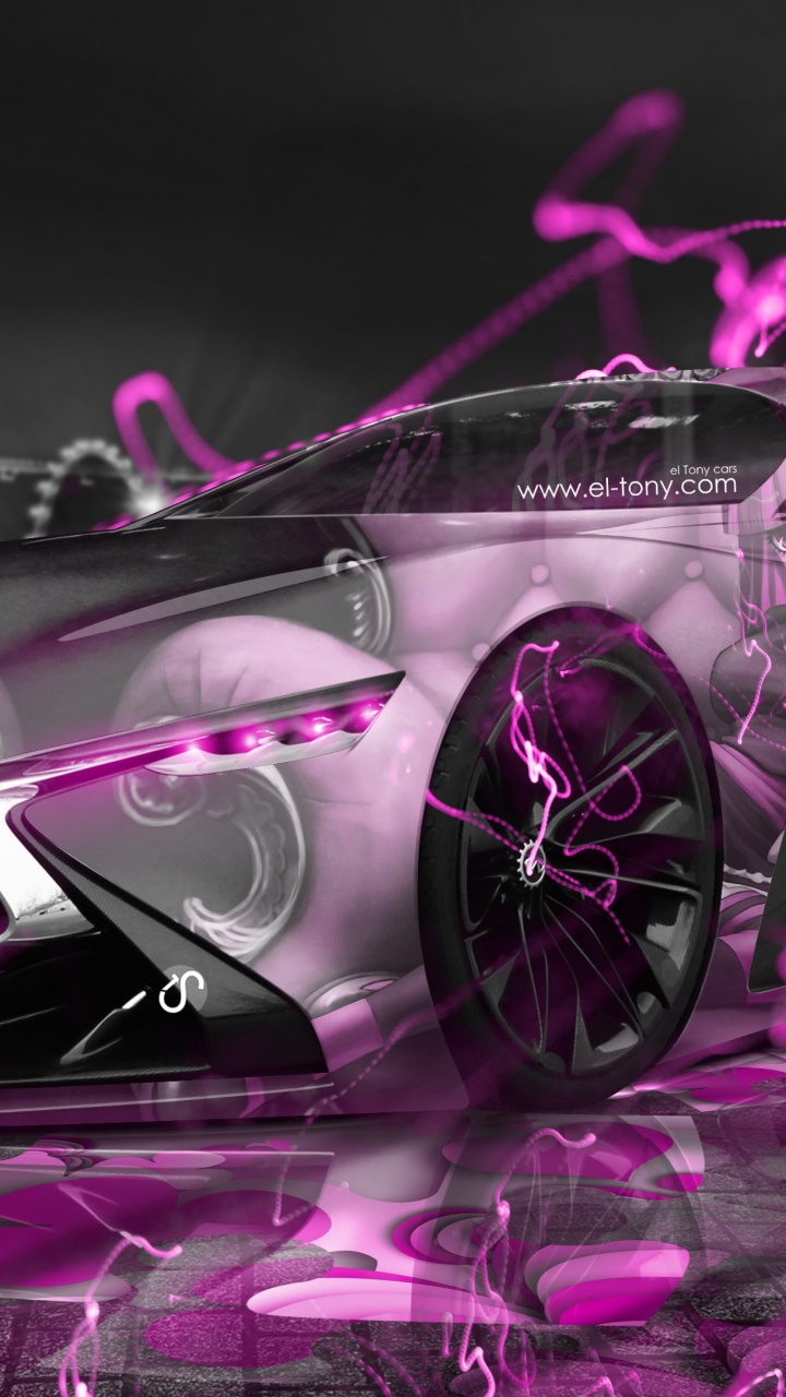 Lila Und Schwarzes Auto Illustration. Wallpaper in 720x1280 Resolution