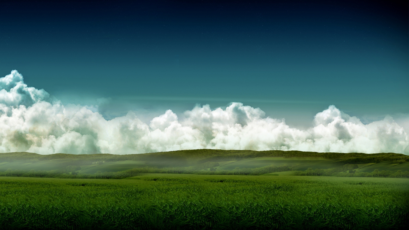 Champ D'herbe Verte Sous Ciel Bleu Pendant la Journée. Wallpaper in 1366x768 Resolution