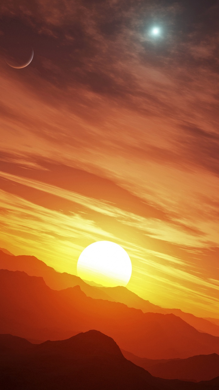 Silhouette of Mountains During Sunset. Wallpaper in 720x1280 Resolution