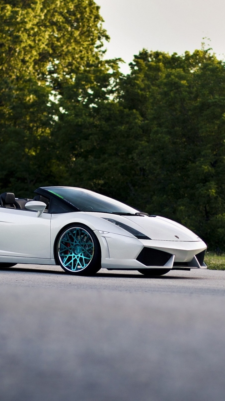 Lamborghini Aventador Blanc Sur Route Pendant la Journée. Wallpaper in 720x1280 Resolution